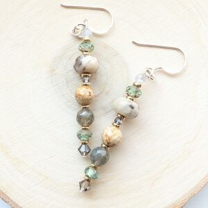 Sterling Silver Rustic Western Coastal Gemstone Beaded Earrings